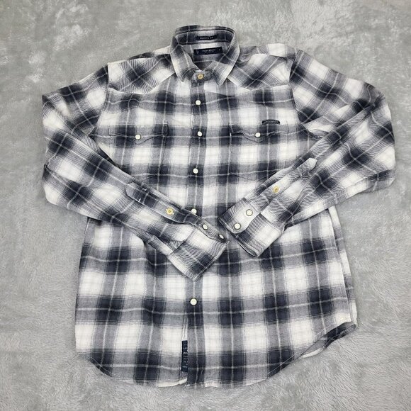 Lucky Brand Men's Classic Fit Small Long Sleeve Red‎ Check Pearl Snap Multicolor - Picture 1 of 9